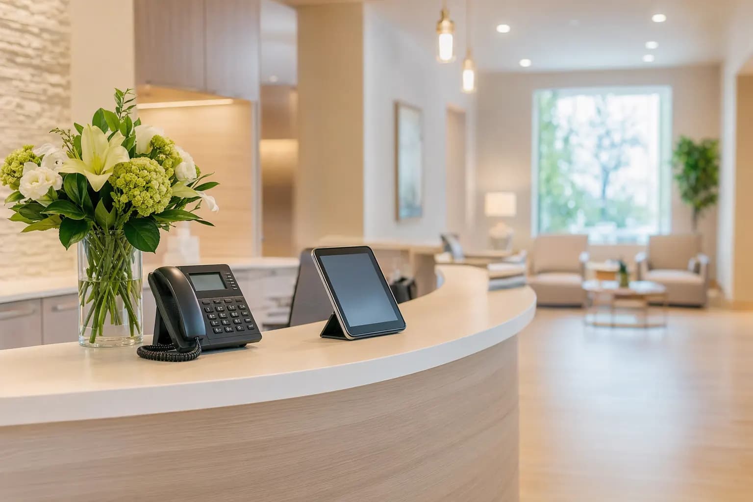 AI receptionist interface showing patient appointment scheduling in a medical practice